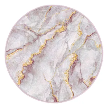 Covor rotund gri deschis-auriu lavabil adecvat si pentru aspiratoare robot o 80 cm Comfort - Mila Home imagine