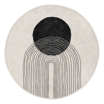 Covor rotund negru-alb lavabil adecvat si pentru aspiratoare robot o 100 cm Comfort - Mila Home imagine