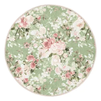 Covor rotund verde deschis lavabil adecvat si pentru aspiratoare robot o 100 cm Comfort - Mila Home imagine