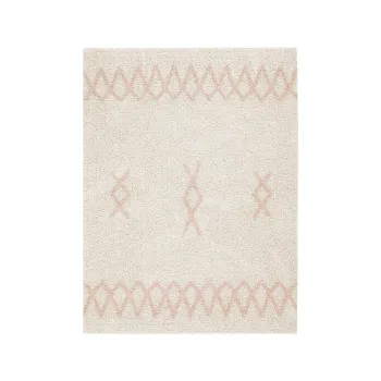 Covor roz/crem lavabil/tesut manual din bumbac 120x160 cm Atlas Natural - Lorena Canals imagine