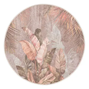 Covor roz deschis lavabil rotund o 150 cm Dusty Leaves - Mila Home imagine
