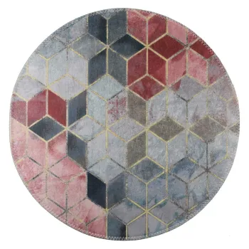 Covor roz/gri deschis lavabil rotund o 100 cm - Vitaus imagine