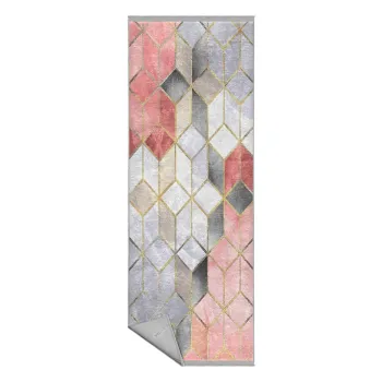 Covor roz-gri lavabil de tip traversa 80x200 cm - Mila Home imagine