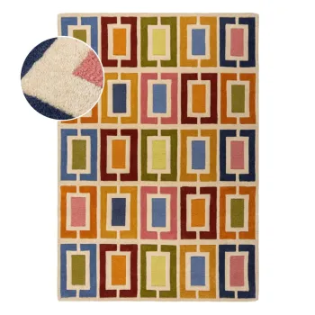 Covor tesut manual din lana 200x290 cm Retro Blocks - Flair Rugs imagine