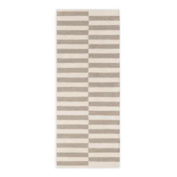 Covor tip traversa alb/gri reversibil/tesut manual din lana 80x200 cm Vika - Hanse Home imagine