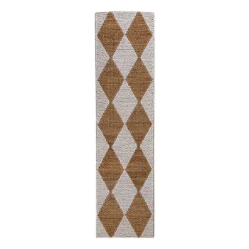 Covor tip traversa alb-in culoare naturala tesut manual din amestec de iuta 80x230 cm Effie Diamond - Flair Rugs imagine