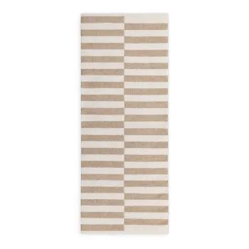 Covor tip traversa alb/maro deschis reversibil/tesut manual din lana 80x200 cm Vika - Hanse Home imagine