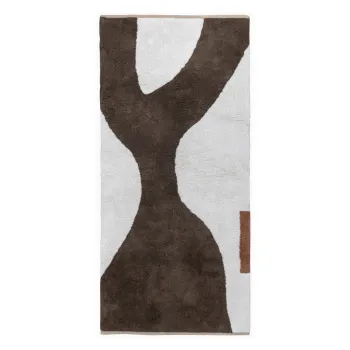 Covor tip traversa alb/maro lavabil din bumbac 70x150 cm Figura - Mette Ditmer Denmark imagine
