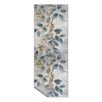 Covor tip traversa albastru deschis/auriu lavabil 80x200 cm Golden Leaves - Mila Home imagine