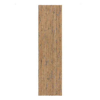 Covor tip traversa albastru/in culoare naturala tesut manual din iuta 60x300 cm Jute Boucle Blue - Flair Rugs imagine