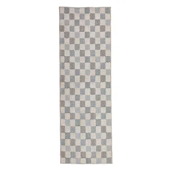 Covor tip traversa albastru lavabil din amestec de bumbac 80x230 cm Muted Checkerboard - Flair Rugs imagine