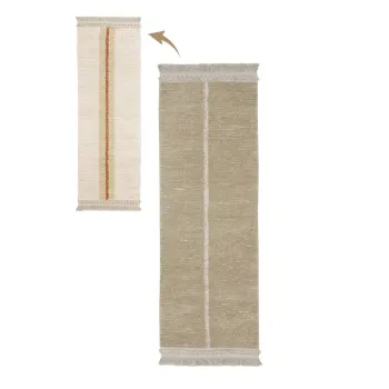 Covor tip traversa bej din bumbac 80x230 cm Duetto Sage - Lorena Canals imagine