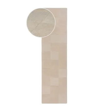 Covor tip traversa bej tesut manual din lana 60x230 cm Checkerboard - Flair Rugs imagine