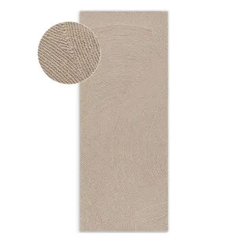 Covor tip traversa bej tesut manual din lana 80x200 cm Eleni Light Beige - Hanse Home imagine