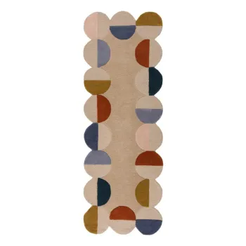 Covor tip traversa bej tesut manual din lana 80x230 cm Mia Scallop Frame - Flair Rugs imagine