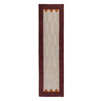 Covor tip traversa burgundy/in culoare naturala tesut manual din lana 60x230 cm Apex Border Wool - Flair Rugs imagine