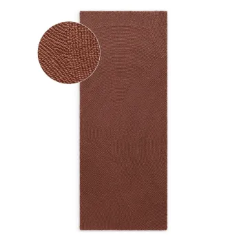 Covor tip traversa caramiziu tesut manual din lana 80x300 cm Calmio - Hanse Home imagine