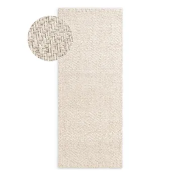 Covor tip traversa crem-fildes tesut manual din amestesc de lana 80x200 cm Majoli - Elle Decoration imagine