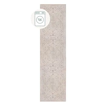 Covor tip traversa crem lavabil 60x230 cm Teo Traditional - Flair Rugs imagine