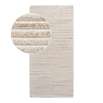 Covor tip traversa crem tesut manual din lana 80x180 cm Mango - House Nordic imagine