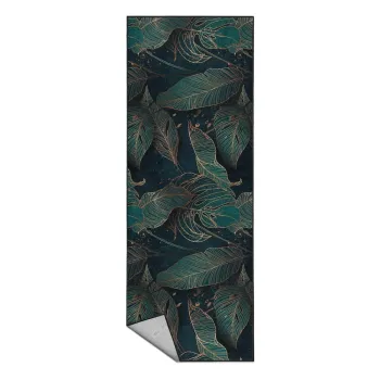 Covor tip traversa culoare petrol lavabil 80x200 cm Midnight Jungle - Mila Home imagine