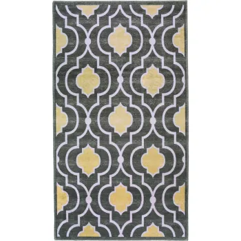 Covor tip traversa galben/gri lavabil 200x80 cm - Vitaus imagine
