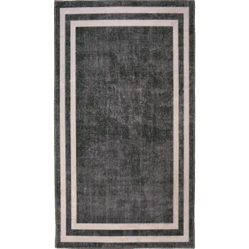 Covor tip traversa gri/crem lavabil 200x80 cm - Vitaus imagine