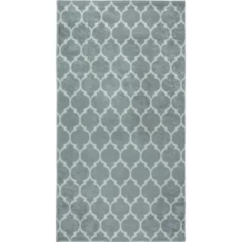 Covor tip traversa gri deschis/crem lavabil 200x80 cm - Vitaus imagine