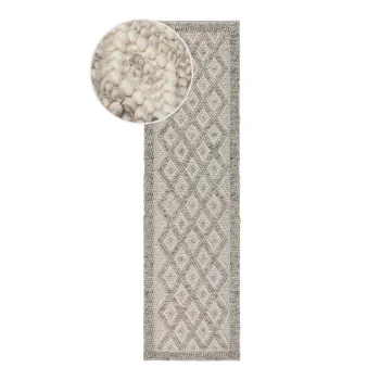 Covor tip traversa gri tesut manual din amestesc de lana 60x230 cm Minerals Diamond - Flair Rugs imagine