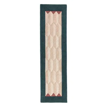 Covor tip traversa in culoare naturala/albastru-verde tesut manual din lana 60x230 cm Apex Border Wool - Flair Rugs imagine