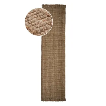 Covor tip traversa in culoare naturala handmade din iuta 60x150 cm Jute Boucle - Flair Rugs imagine
