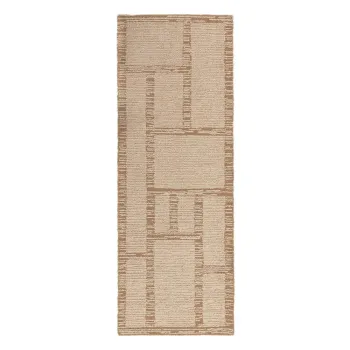Covor tip traversa in culoare naturala tesut manual din lana 80x230 cm Harris Modula Wool - Flair Rugs imagine
