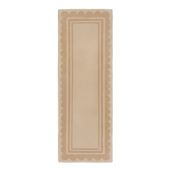Covor tip traversa in culoare naturala tesut manual din lana 80x230 cm Lois Scallop - Flair Rugs imagine