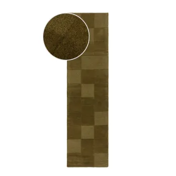 Covor tip traversa kaki tesut manual din lana 60x230 cm Checkerboard - Flair Rugs imagine