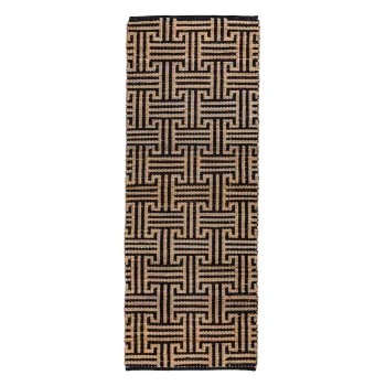 Covor tip traversa negru-in culoare naturala tesut manual din amestec de iuta 80x230 cm Meander Jute - Flair Rugs imagine