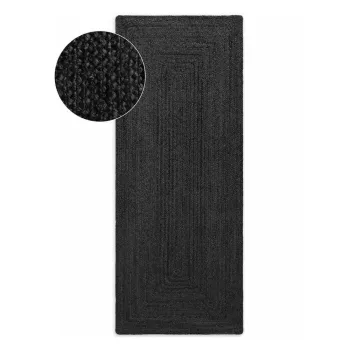 Covor tip traversa negru reversibil/tesut manual din iuta 80x200 cm Juno - Hanse Home imagine