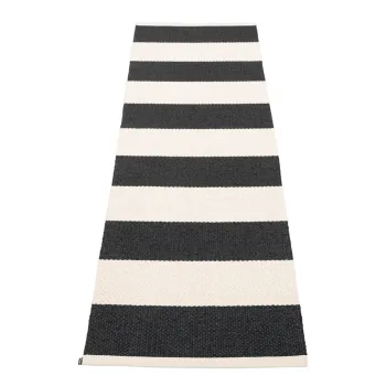 Covor tip traversa pentru interior si exterior alb-negru 70x225 cm Bob Black Vanilla - Pappelina imagine