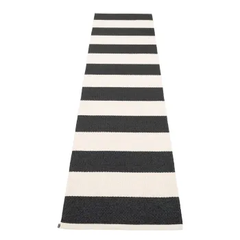 Covor tip traversa pentru interior si exterior alb-negru 70x300 cm Bob Black Vanilla - Pappelina imagine