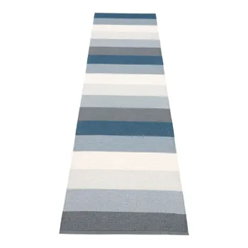 Covor tip traversa pentru interior si exterior albastru/crem 70x300 cm Molly Ocean Grey - Pappelina imagine
