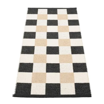 Covor tip traversa pentru interior si exterior negru/crem 70x160 cm Pix Black Vanilla - Pappelina imagine