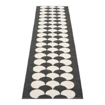 Covor tip traversa pentru interior si exterior negru/crem 70x250 cm Poppy Black Vanilla - Pappelina imagine