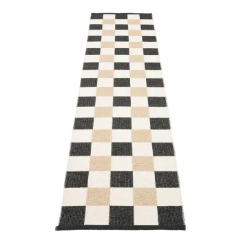 Covor tip traversa pentru interior si exterior negru/crem 70x300 cm Pix Black Vanilla - Pappelina imagine