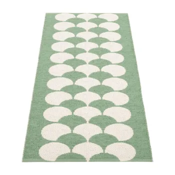 Covor tip traversa pentru interior si exterior verde/crem 70x150 cm Poppy Oregano - Pappelina imagine