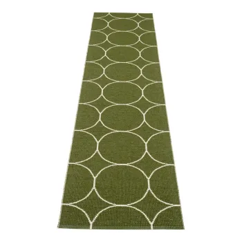 Covor tip traversa pentru interior si exterior verde inchis 70x300 cm Boo Dark Olive - Pappelina imagine