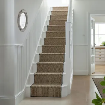 Covor tip traversa pentru scari negru/in culoare naturala din iuta 60x600 cm Diamond - Flair Rugs imagine