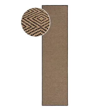 Covor tip traversa pentru scari negru/in culoare naturala din iuta 60x800 cm Diamond - Flair Rugs imagine
