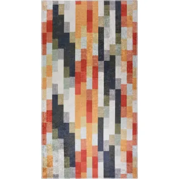 Covor tip traversa portocaliu-gri lavabil 80x200 cm Blocks of Fun - Vitaus imagine