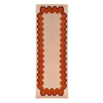 Covor tip traversa portocaliu/in culoare naturala tesut manual din lana 80x230 cm Wiggle Wool - Flair Rugs imagine