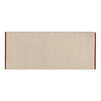 Covor tip traversa rosu/bej tesut manual din lana 80x170 cm Lenu - noo.ma imagine