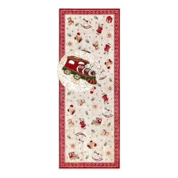 Covor tip traversa rosu din amestec de bumbac 80x200 cm cu model de Craciun Toy's Delight Red Christmas - Villeroy&Boch imagine